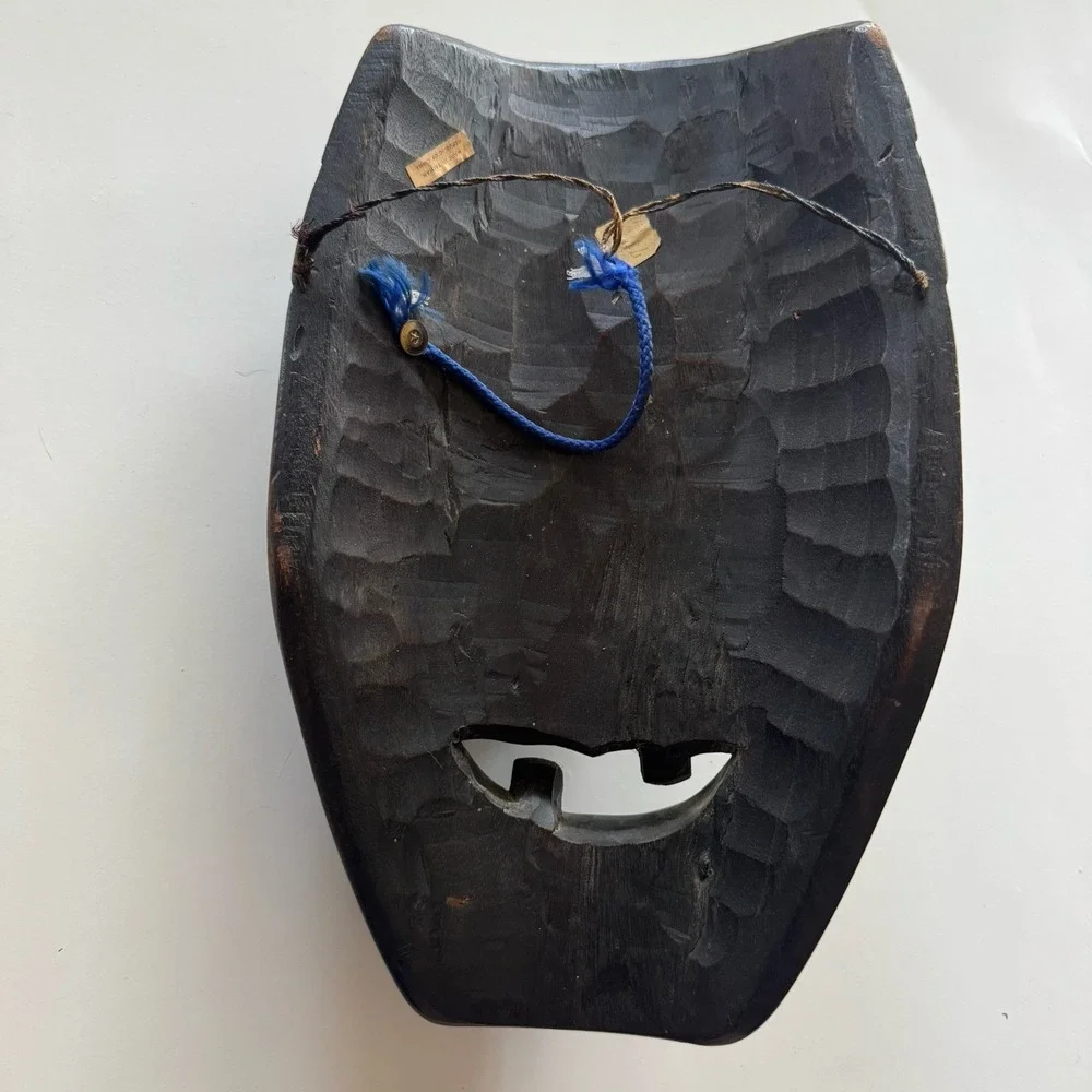 Large Hand Carved African Mask Wall Hang 13.5x8x3
